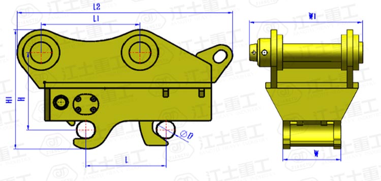Double-locking-hydraulic-quick-hitch-coupler-for-excavators-backhoe-drawing