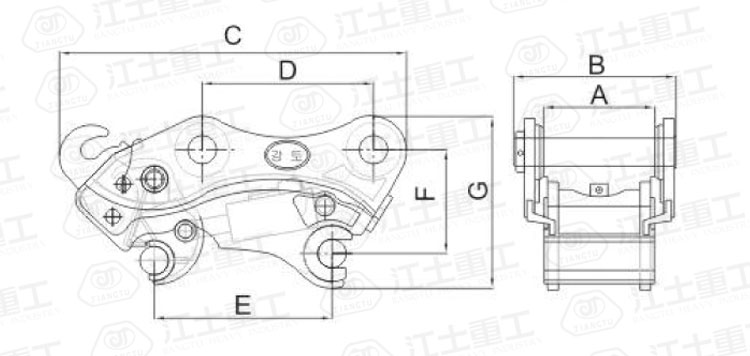 JIANGTU-hydraulic-quick-hitch-coupler-for-excavators-backhoe-drawing