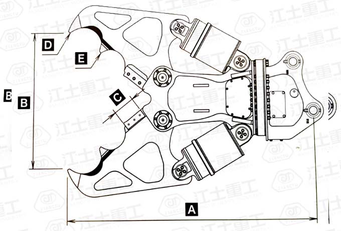 drawing-of-excavator-crusher-hydraulic-shear-demolition-crusher