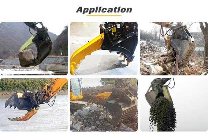 excavator-hydraulic-rotating-rock-grapple-bucket-with-thumb-application