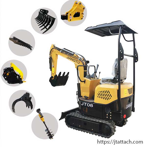 small-excavator-with-log-grapple-thumb-bucket-breaker-auger