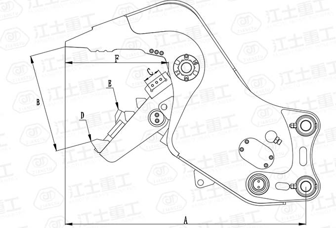 Drawing-of-Hydraulic-Pulverizer-for-excavators-for-sale