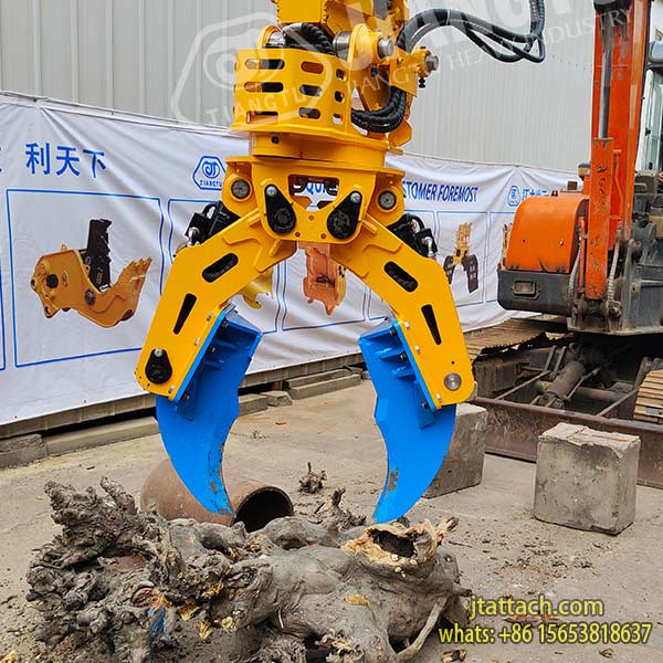New-multifunctional-handling-wood-grab-hydraulic-Tree-Stump-Breaker-tree-root-excavation-splitting-drilling-cutting-digging-hooking-grapple-attachments